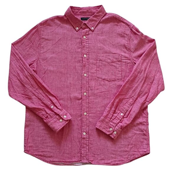 Banana Republic Men's XL Red Button-Up Shirt Slim Fit Untucked Long Sleeve - Picture 1 of 7